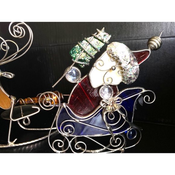 Holiday Home Accents Stained Glass Santa and Reindeer Candle Holder - Picture 5 of 10